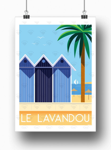 Affiches Le Lavandou et Bormes les Mimosas illustrateur normandie