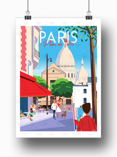 Affiche Paris - Place du Tertre par Raphael Delerue