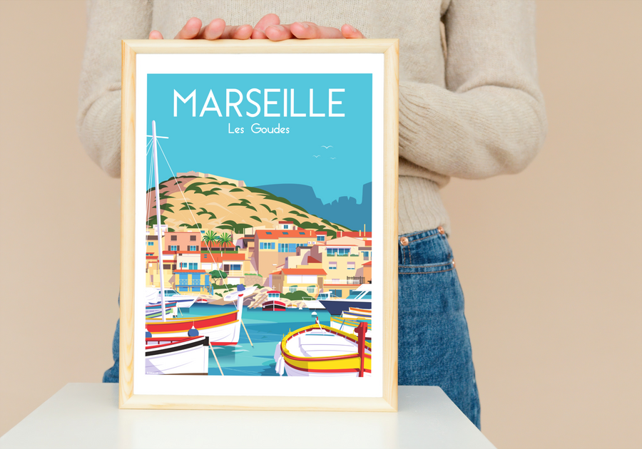Affiche Marseille - Les Goudes de Raphael Delerue – Maison Landolfi