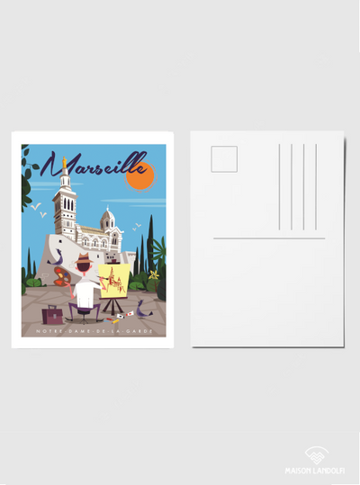 Carte postale Marseille - Notre Dame de la Garde peintre