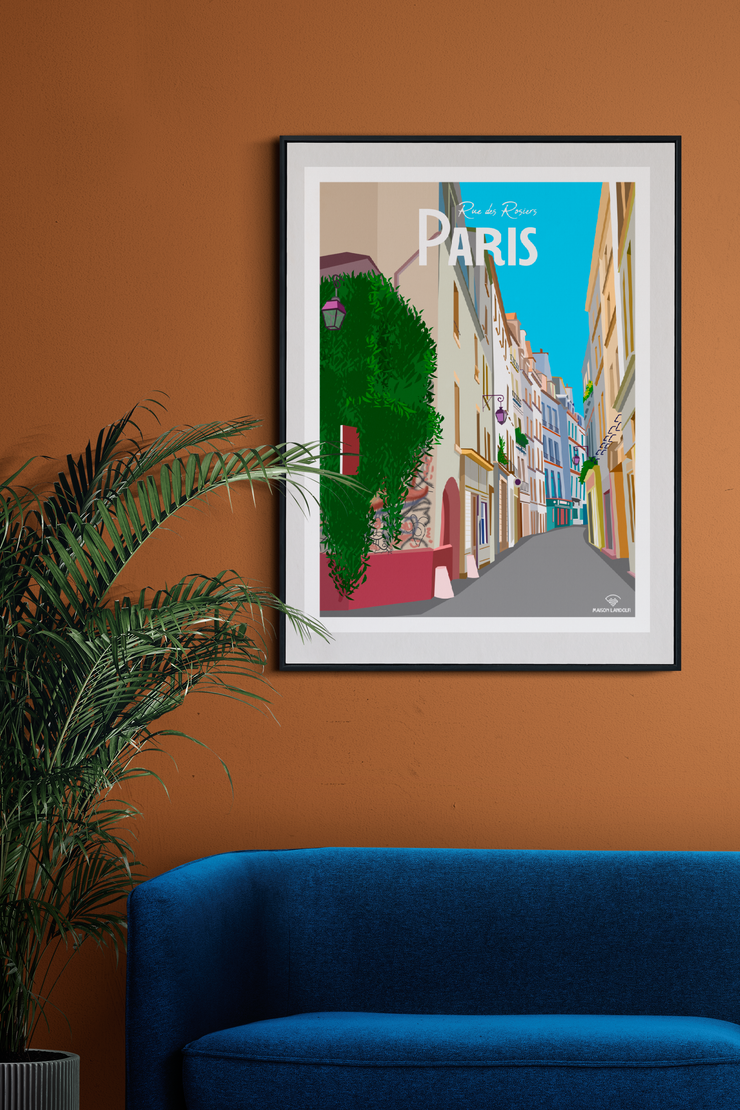 Affiche Paris - Rue des Rosiers