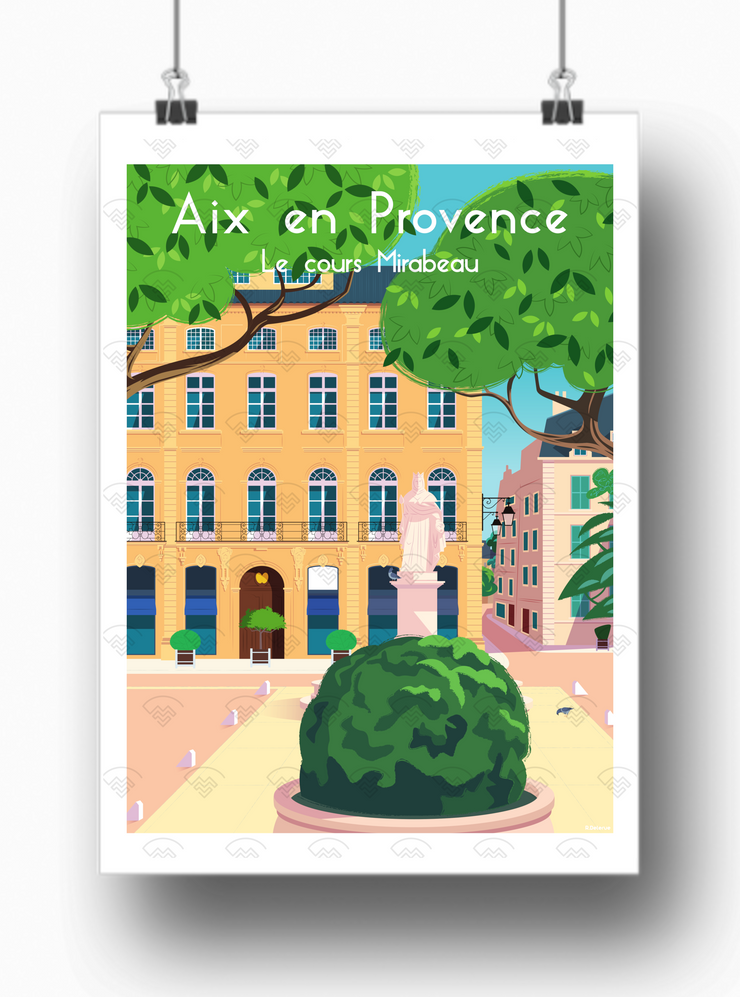 Affiche Aix-en-Provence - Cours Mirabeau de Raphael Delerue