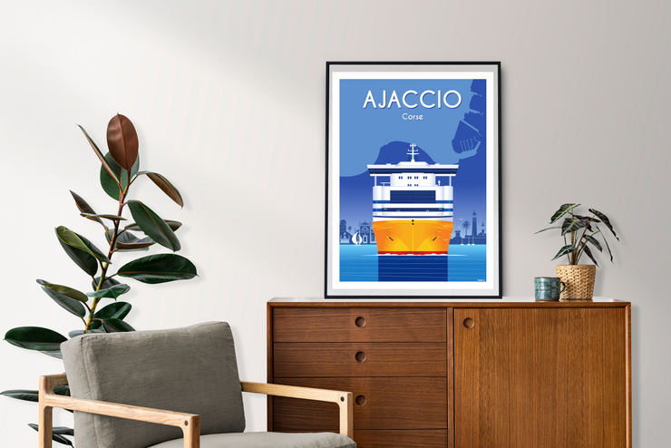 Affiche Ajaccio - Paquebot par Raphael Delerue