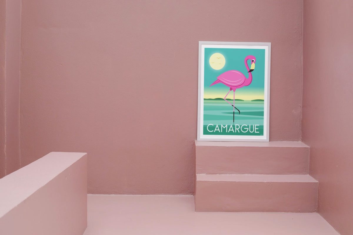 Affiche Camargue - Flamant rose de R. Delerue