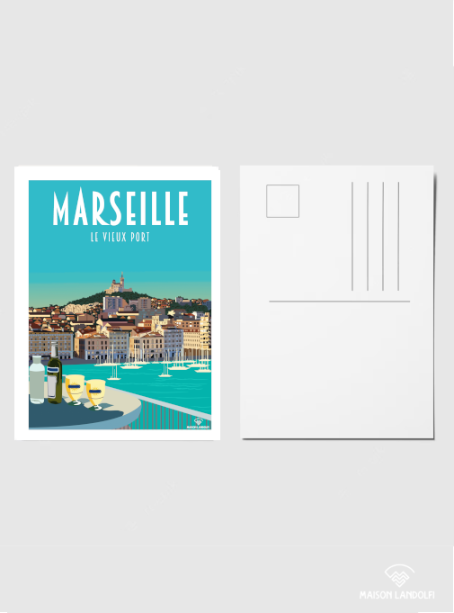 Carte Postale Marseille - Terrasse Vieux Port
