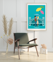 Affiche Normandie - Cherbourg les parapluies de Raphaël Delerue