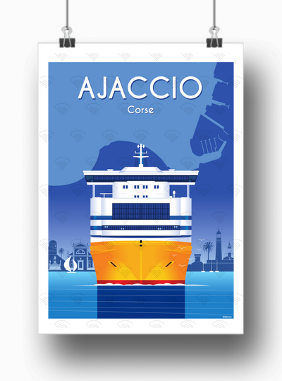 Affiche Ajaccio - Paquebot par Raphael Delerue
