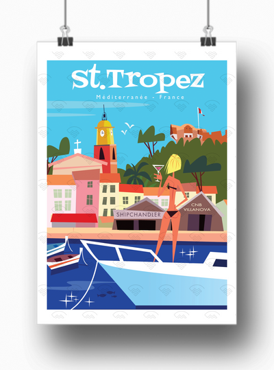 Affiche Saint-Tropez - Villanova par Gary Godel