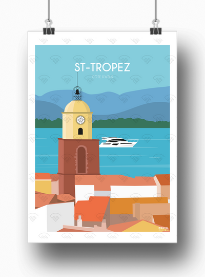 Affiche Saint-Tropez - Côte d'Azur par Maona Design