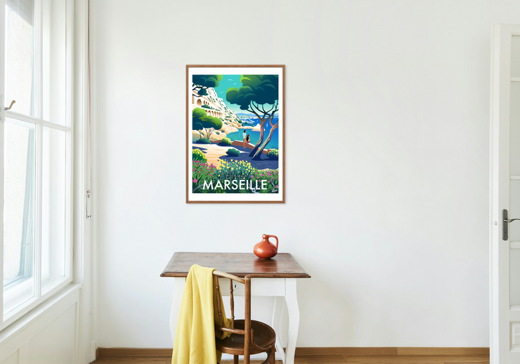 Affiche Marseille - L'Estaque par Damien Clavé / Edition Limitée