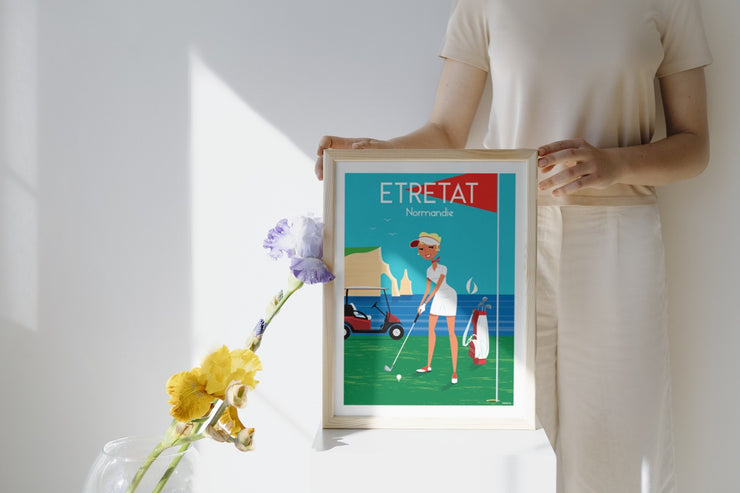 Affiche Normandie - Etretat golf de Raphaël Delerue