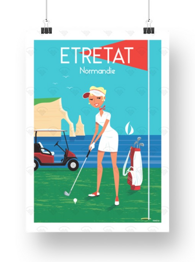 Affiche Normandie - Etretat golf de Raphaël Delerue