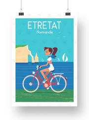 Affiche Normandie - Etretat vélo de Raphaël Delerue