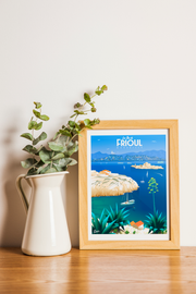 Affiche Marseille - Les îles du Frioul par Damien Clavé / Edition Limitée