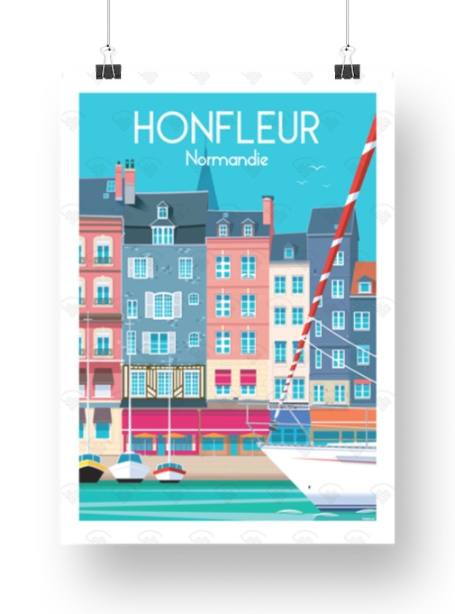 Affiche Normandie - Honfleur de Raphaël Delerue