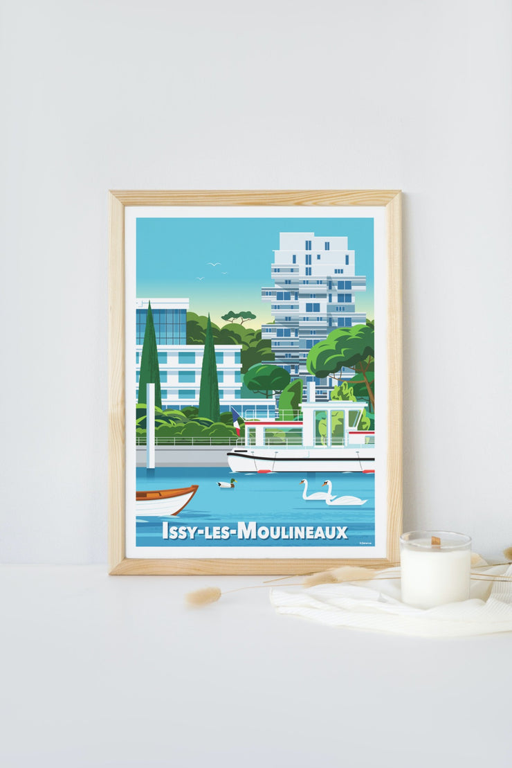 Affiche Issy-les-moulineaux bleue de Raphaël Delerue