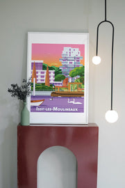 Affiche Issy-les-moulineaux rose de Raphaël Delerue