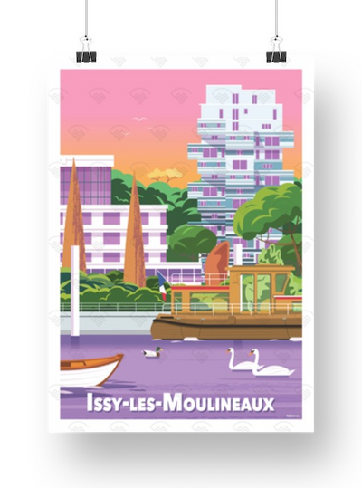 Affiche Issy-les-moulineaux rose de Raphaël Delerue