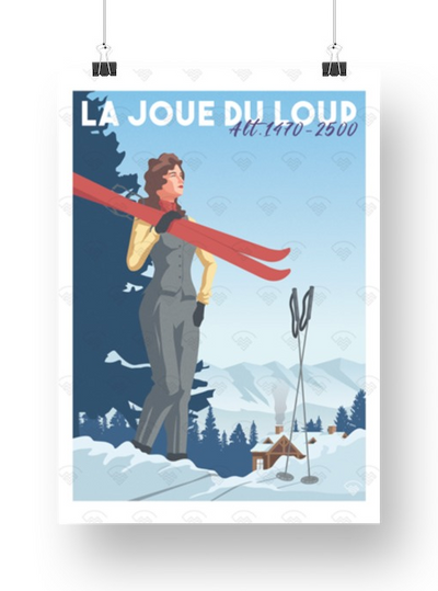 Affiche La Joue du Loup - Skieuse retro