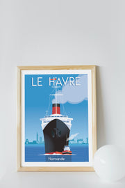 Affiche Normandie - Le Havre Paquebot de Raphaël Delerue