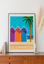 Affiche Le Lavandou - Cabines par Raphael Delerue