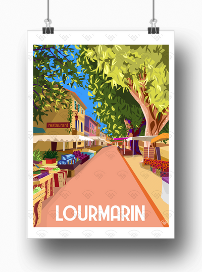 Affiche Lourmarin - Marché
