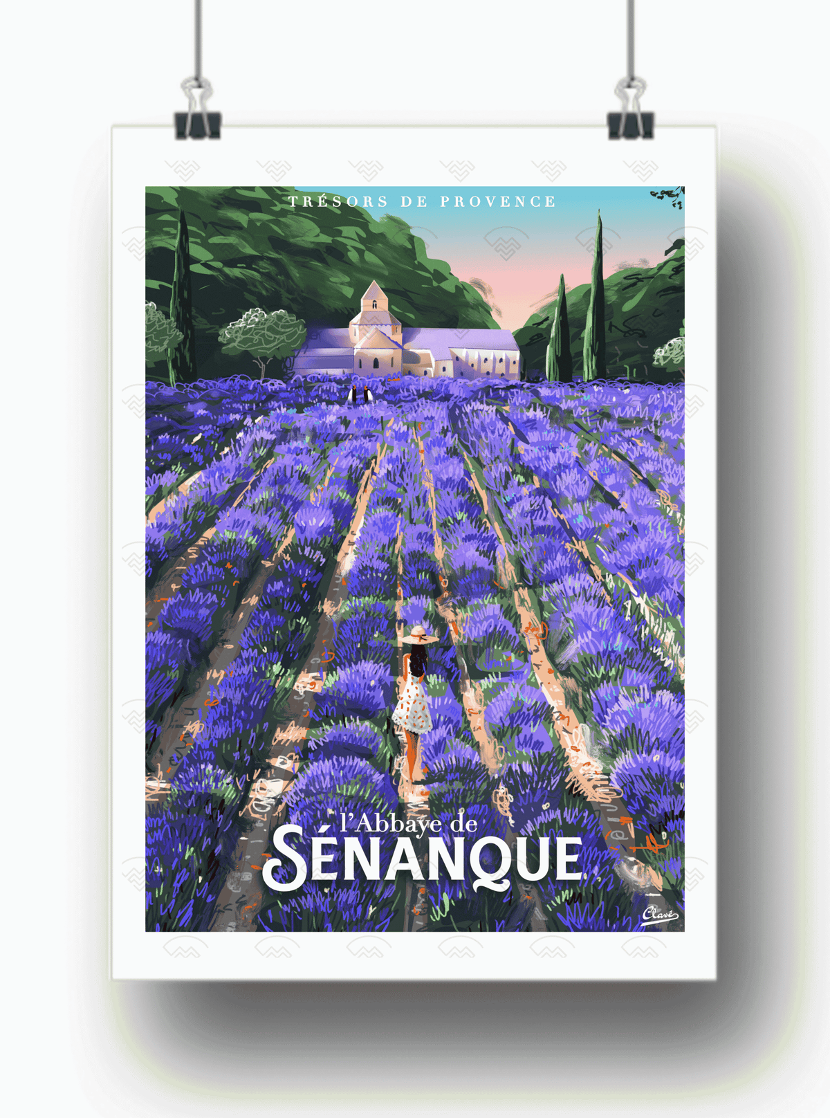 Affiche Gordes - L'Abbaye de Senanque par Damien Clavé / Edition Limitée