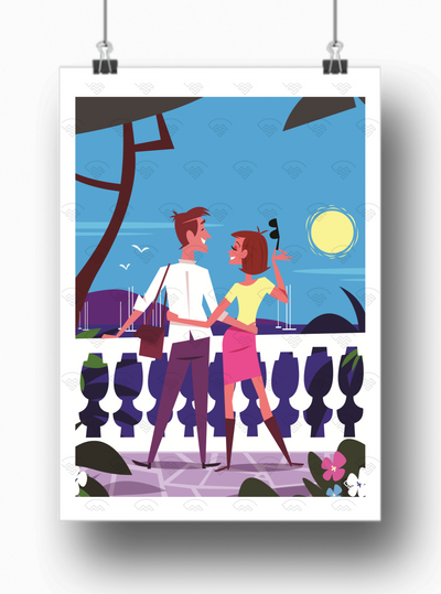 Mon affiche personnalisée - Le couple au balcon par Gary Godel