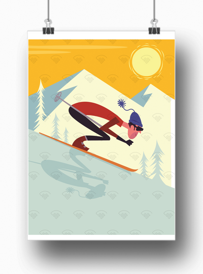 Mon affiche personnalisée - Le skieur par Gary Godel