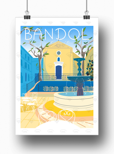 Affiche Bandol - Place de l'église