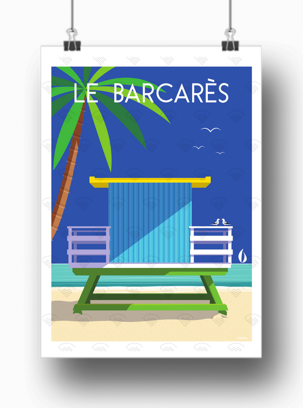 Affiche Barcarès - Cabanon de plage par Raphael Delerue