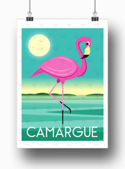 Affiche Camargue - Flamant rose de R. Delerue
