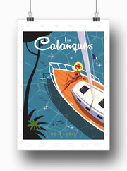 Affiche Cassis - Les Calanques en bateau