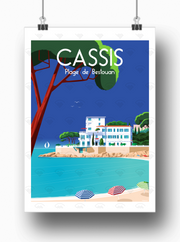 Affiche Cassis - Plage du Bestouan de Raphael Delerue