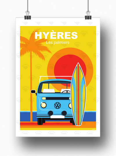 Affiche Hyères - Les palmiers par Raphael Delerue