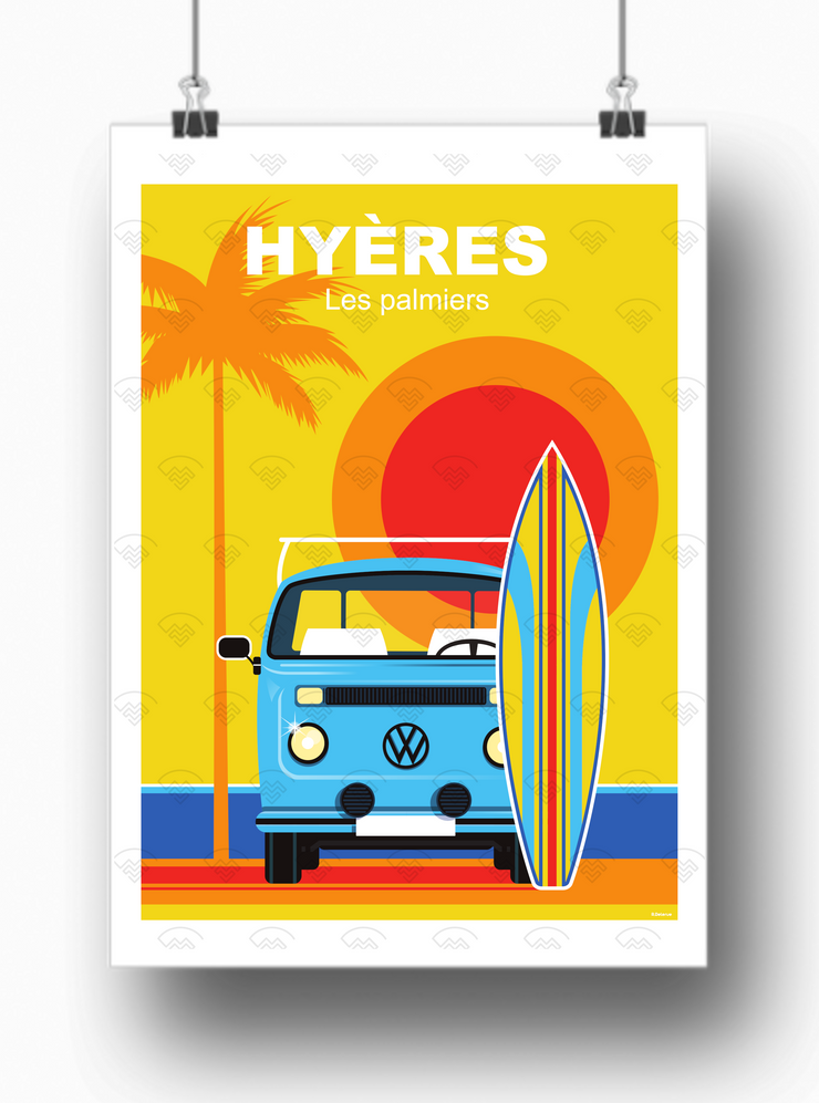Affiche Hyères - Les palmiers par Raphael Delerue