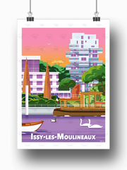 Affiche Issy-les-moulineaux rose de Raphaël Delerue