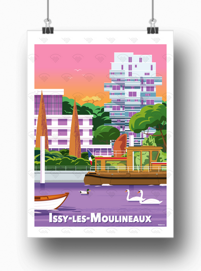 Affiche Issy-les-moulineaux rose de Raphaël Delerue