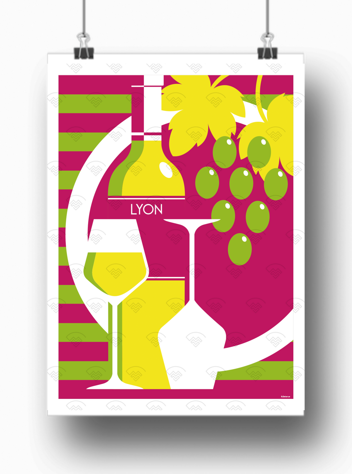 Affiche Lyon - Vin par Raphael Delerue