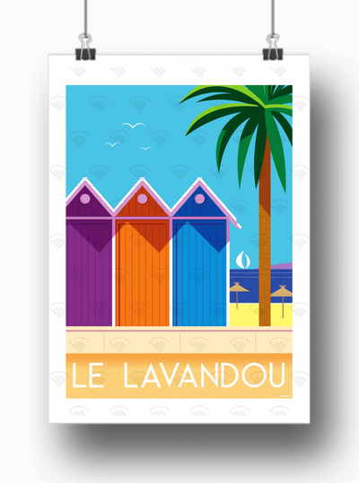 Affiche Le Lavandou - Cabines par Raphael Delerue