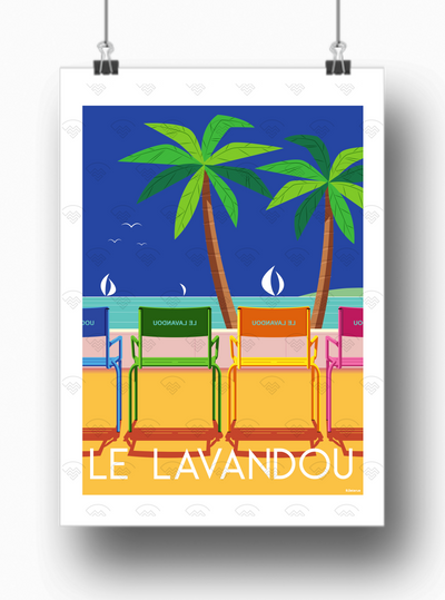 Affiche Le Lavandou - Chaises par Raphael Delerue