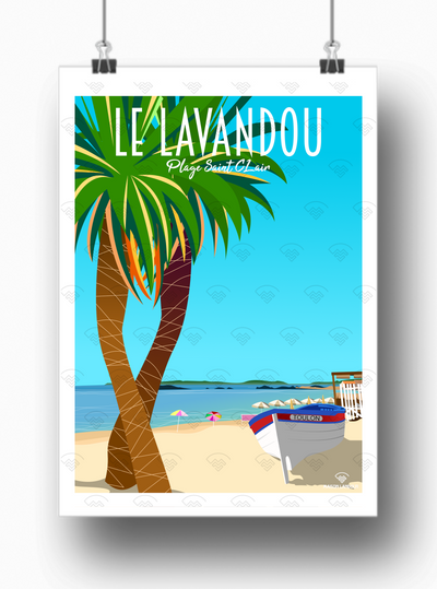 Affiche Le Lavandou - Plage Saint-Clair