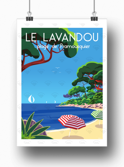Affiche Le Lavandou - Plage de Pramousquier par Raphael Delerue