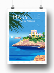 Affiche Marseille - Anse de Maldormé de Raphael Delerue