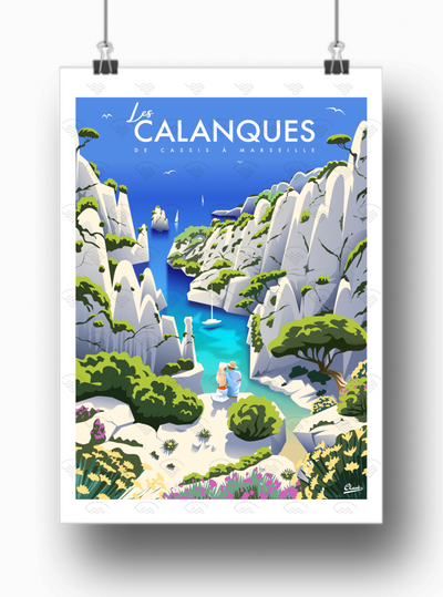 Affiche Calanques de Cassis à Marseille par Damien Clavé / Edition Limitée