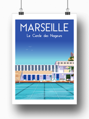 Affiche Marseille - Le Cercle des Nageurs par Raphael Delerue