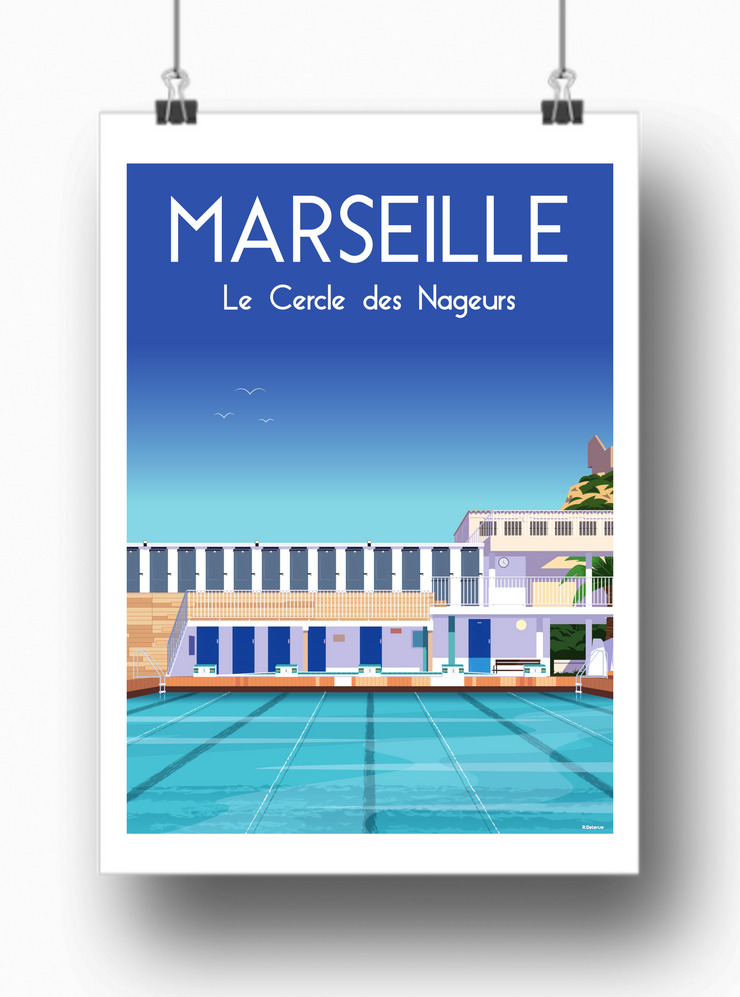 Affiche Marseille - Le Cercle des Nageurs par Raphael Delerue