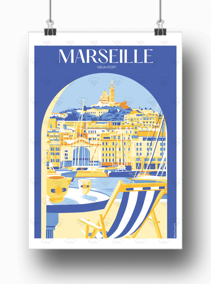 Affiche Marseille - Vieux port par Pauline Grafik