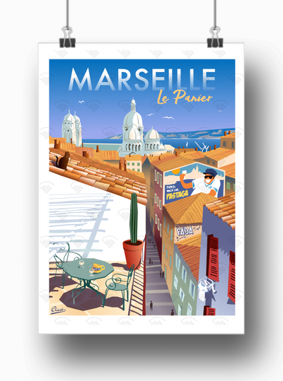 Affiche Marseille - Le Panier par Damien Clavé / Edition Limitée