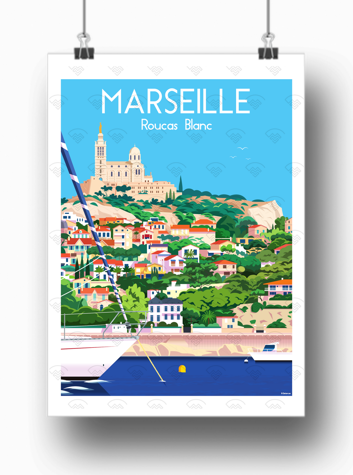 Affiche Marseille - Roucas Blanc de Raphael Delerue – Maison Landolfi